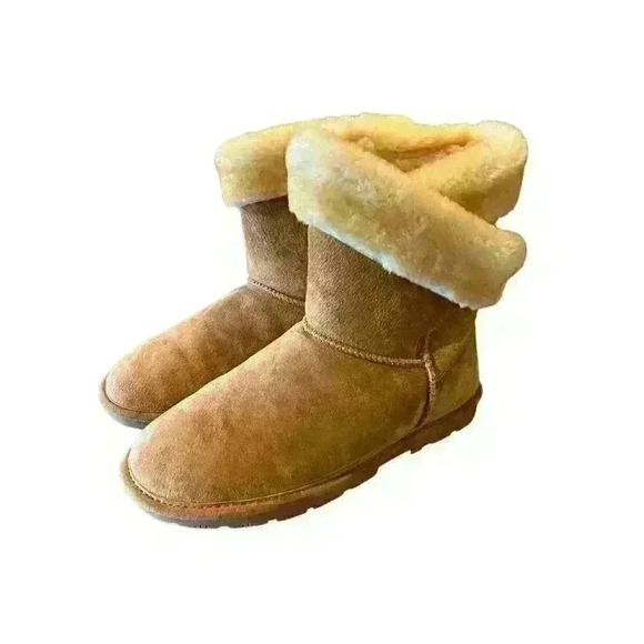 LAMO Essential Women's Size 10 Chestnut Suede Faux Fur Ankle Boots - Picture 1 of 13